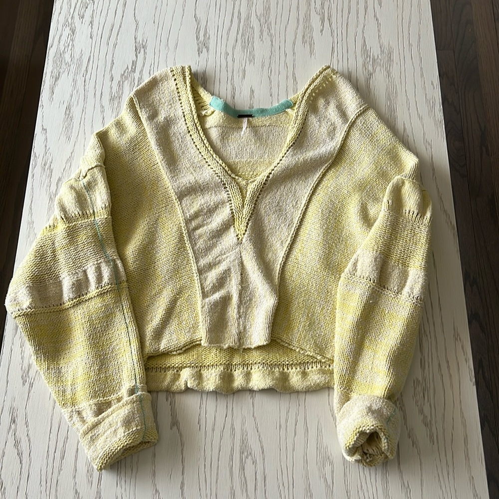Free People Yellow Crop Sweater Small